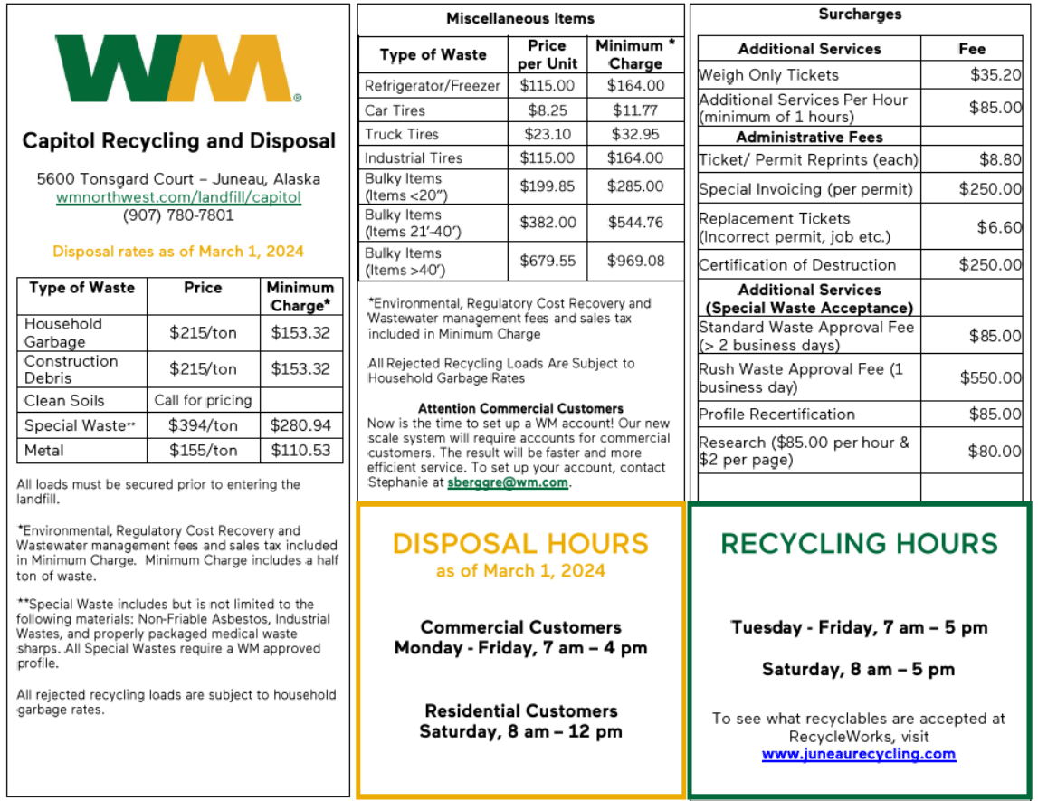 Capitol Recycling and Disposal Rates